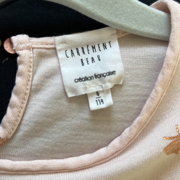 Girls long sleeve shirt- pink with rose gold colored leaves print size 6/114cm - Picture 4 of 5